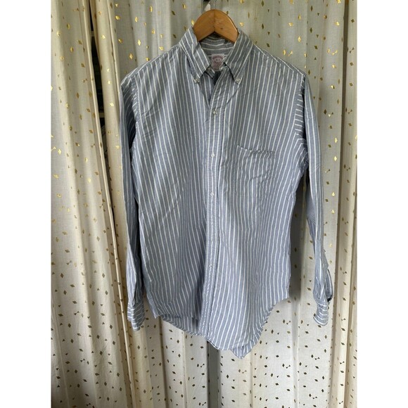 Brooks Brothers Men's 100% Cotton Stripe Button Down Collar Dress Shirt M - Picture 2 of 7
